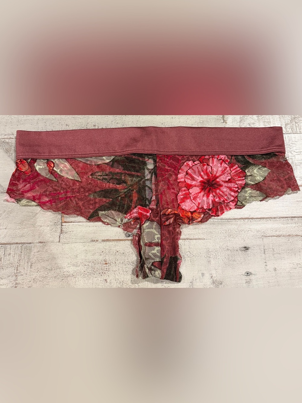 PINK Victoria's Secret Floral Lace Cheekster - Burgundy & Pink Floral